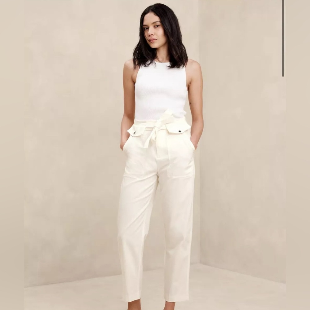 Banana republic UTILITY TIE-WAIST PANT Cream Color size10